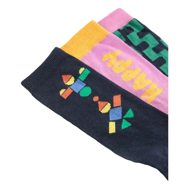Lot de 3 Paires de Chaussettes Happy Coton Bio - Collection Femme | Vert