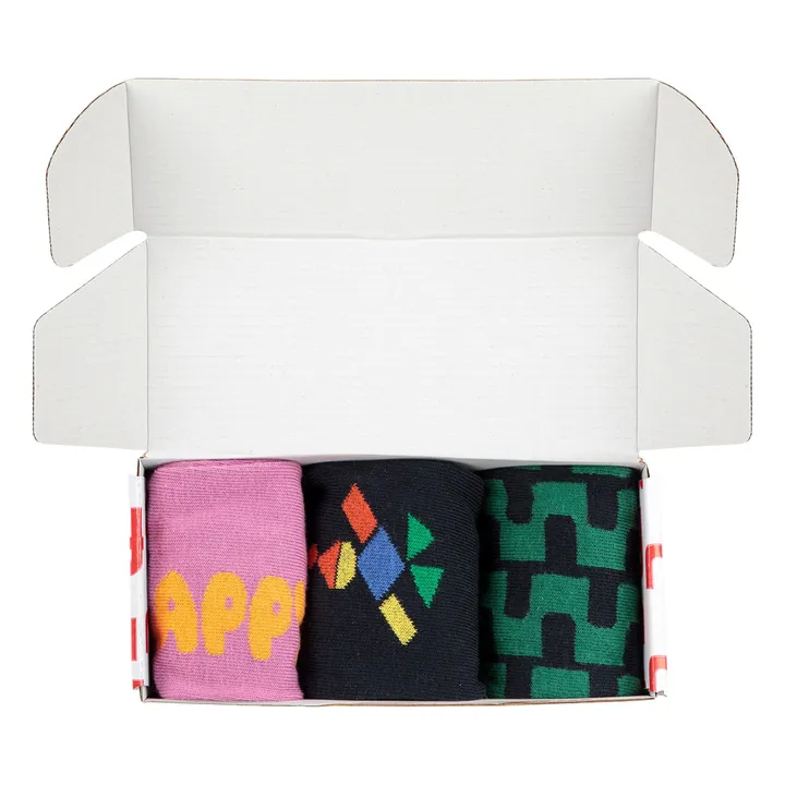 Lot de 3 Paires de Chaussettes Happy Coton Bio | Rose- Image produit n°6