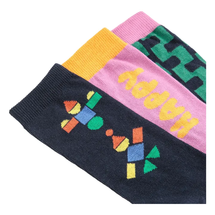 Lot de 3 Paires de Chaussettes Happy Coton Bio | Rose- Image produit n°5
