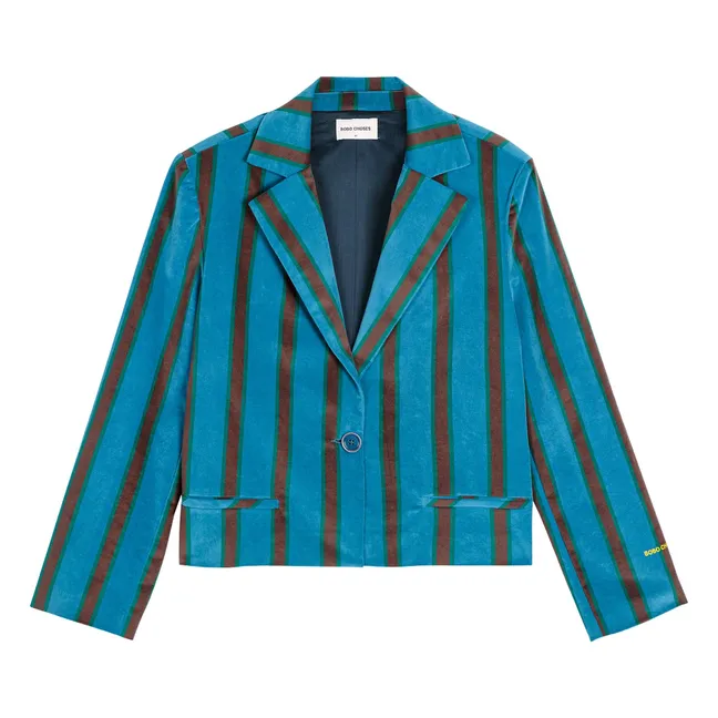 Striped Velvet Jacket - Women's Collection | Navy blue