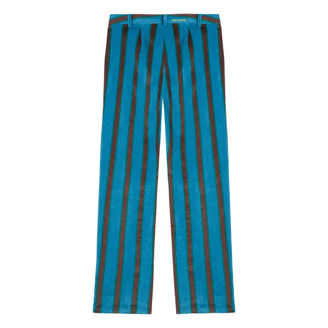 Striped Velvet Pants - Women's Collection | Navy blue