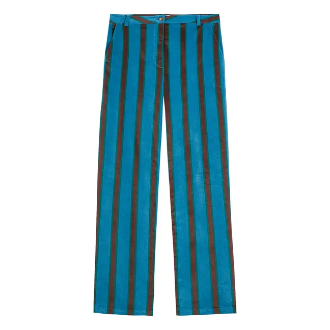 Pantalones de terciopelo a rayas - Colección Mujer | Azul Marino