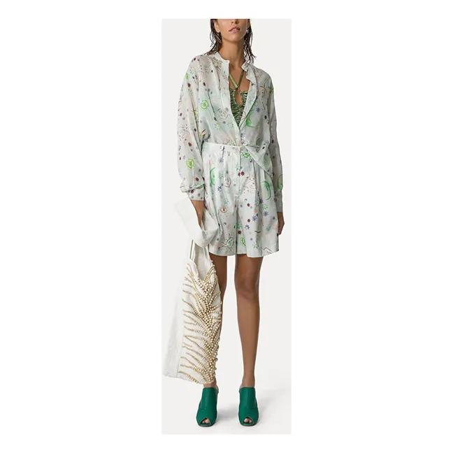 Love Alchemy" Cotton and Silk Voile Oversize Shirt | Light Blue