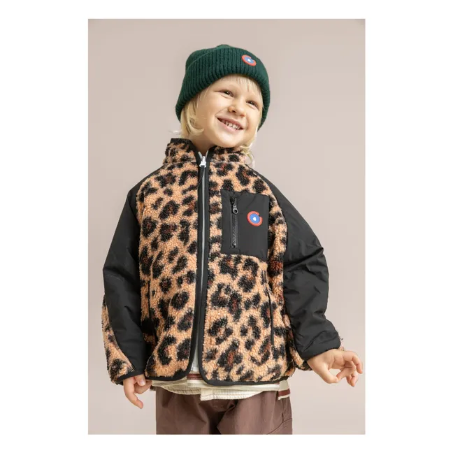 Veste Polaire Réversible Monceau Léopard Fibres Recyclées | Noir