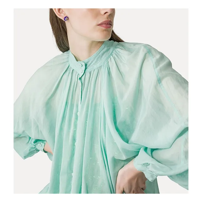  Bohemian blouse Cotton and silk voile | Aqua
