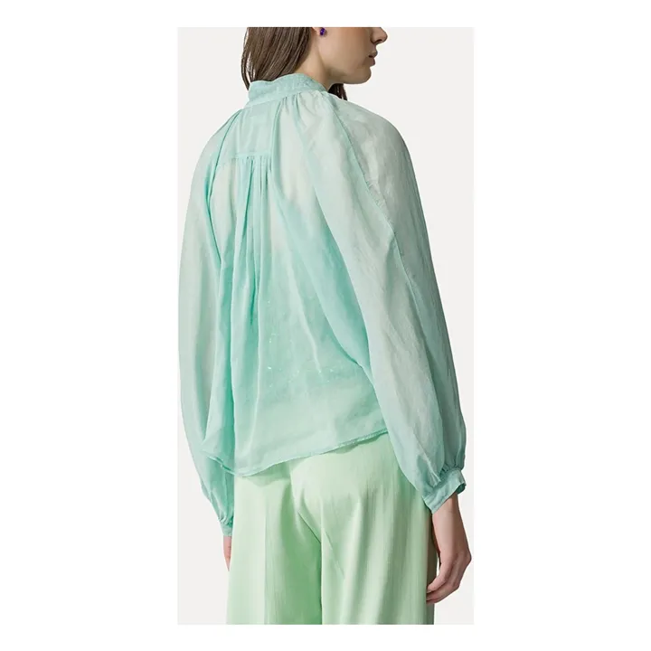  Blouse Bohémienne Voile de Coton et Soie | Aqua- Image produit n°2