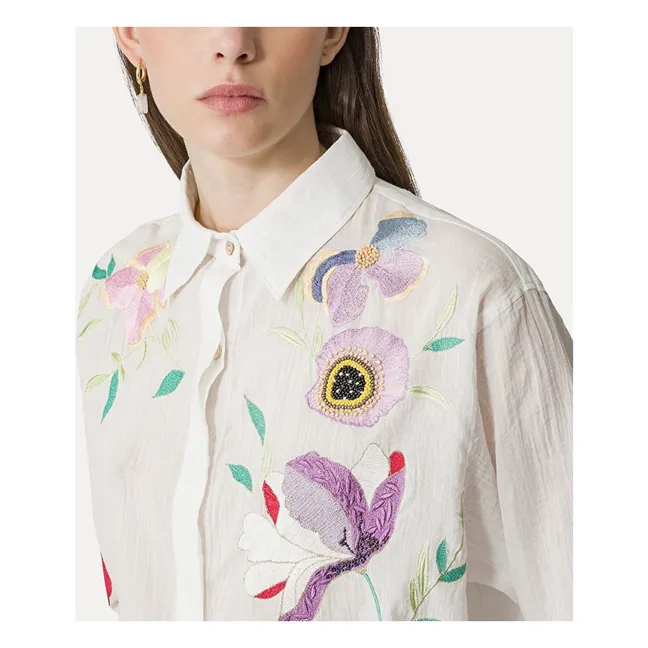 Heaven" embroidered cotton voile shirt | White
