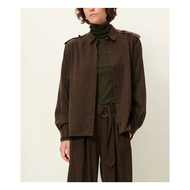 Ginnie Striped Shirt | Brown