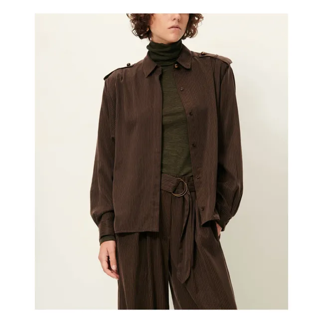 Ginnie Striped Shirt | Brown