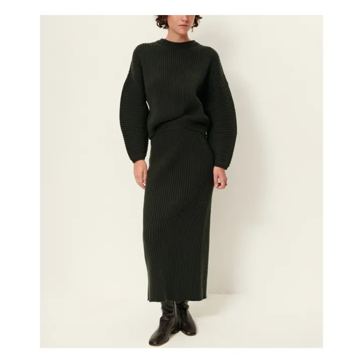 Pull Côtelé Kanso Laine | Vert foncé- Image produit n°8