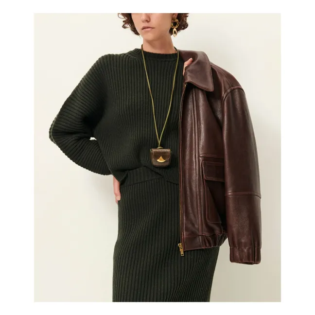 Pull Côtelé Kanso Laine | Vert foncé