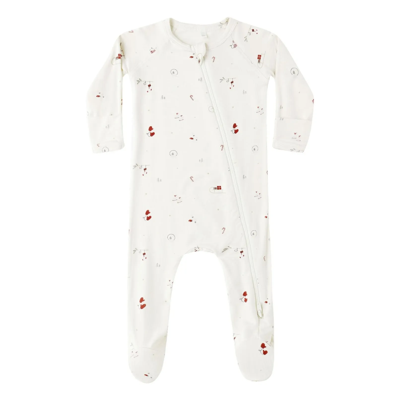 Quincy Mae Ecru Winter Wonderland Footed Jumpsuit