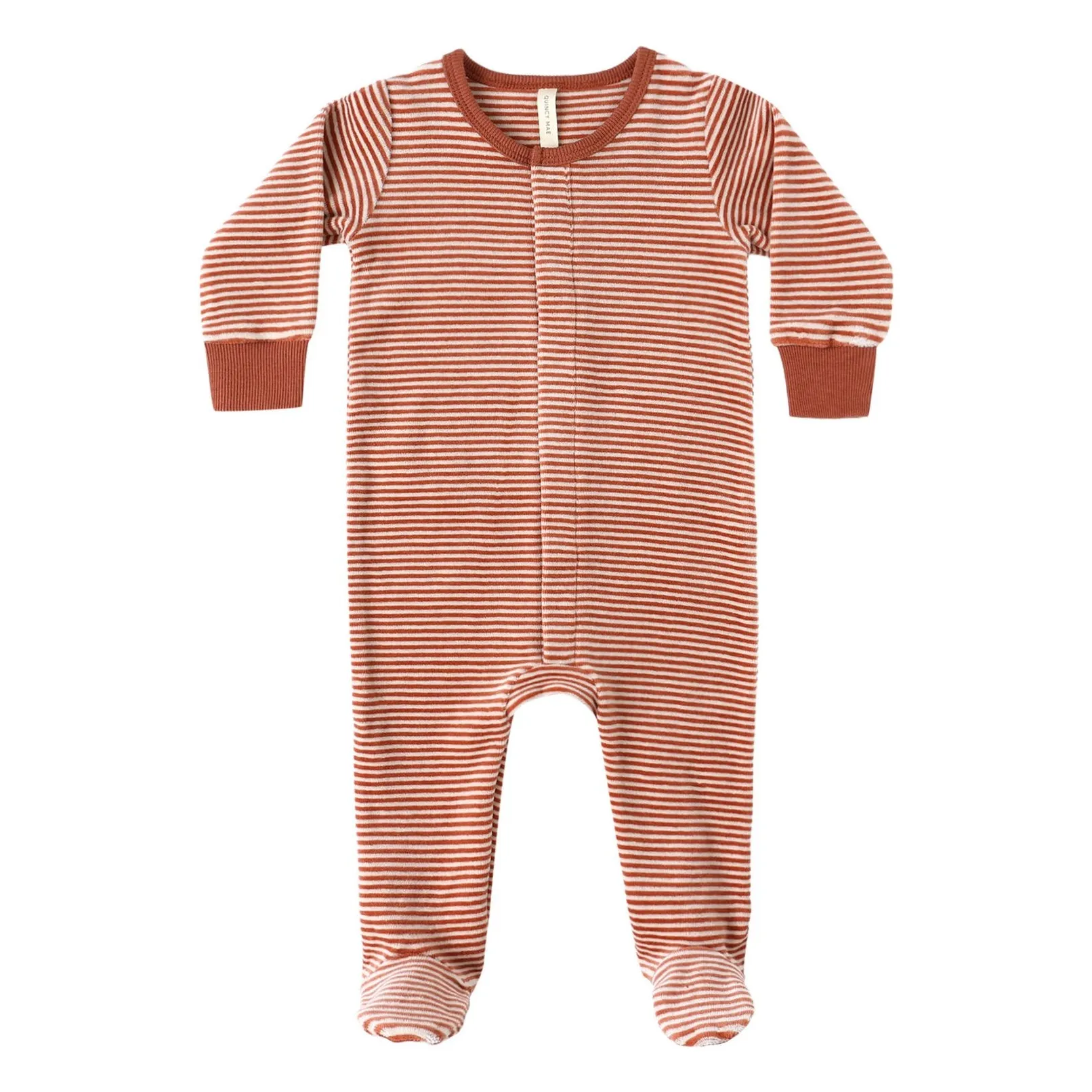 Quincy Mae Rouge Brun Stripes Footed Jumpsuit