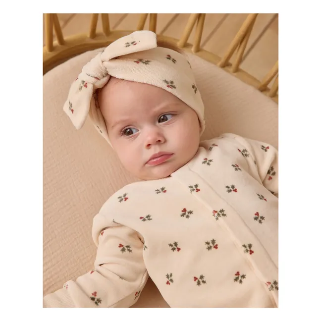 Holly Berry bow headband | Ecru