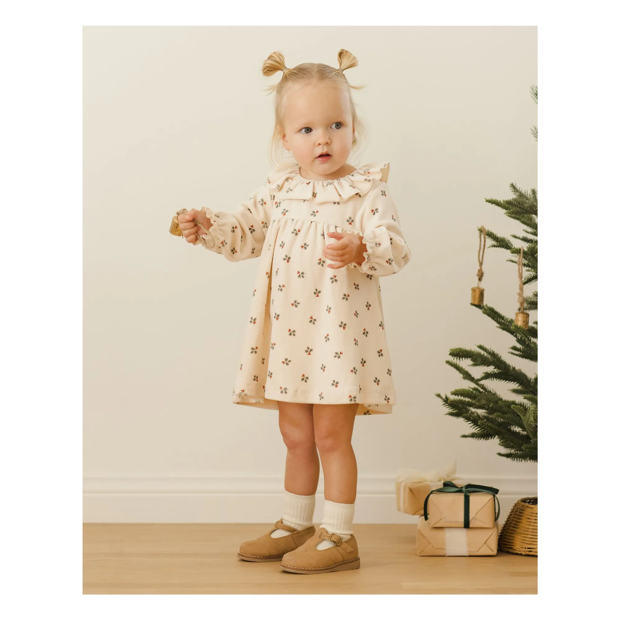 Quincy Mae Ecru Holly Berry Dress