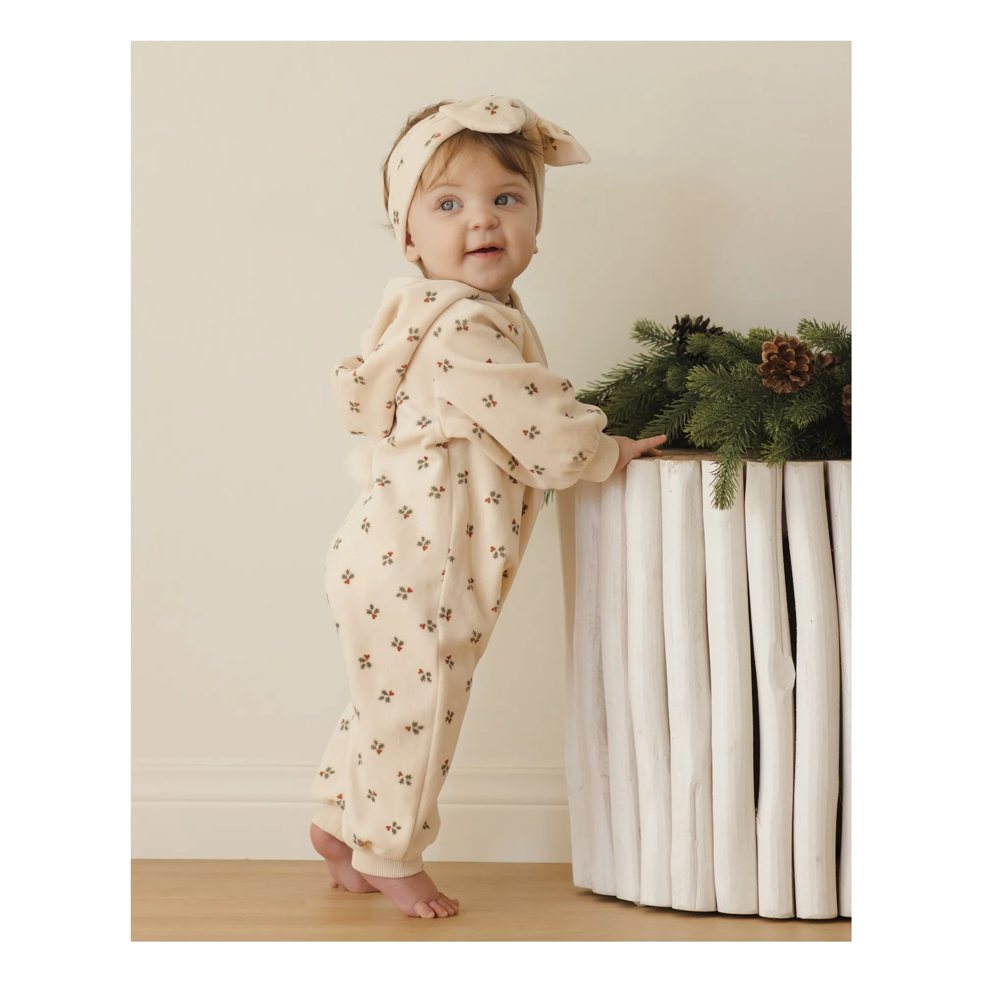 Quincy Mae Ecru Holly Berry Jumpsuit