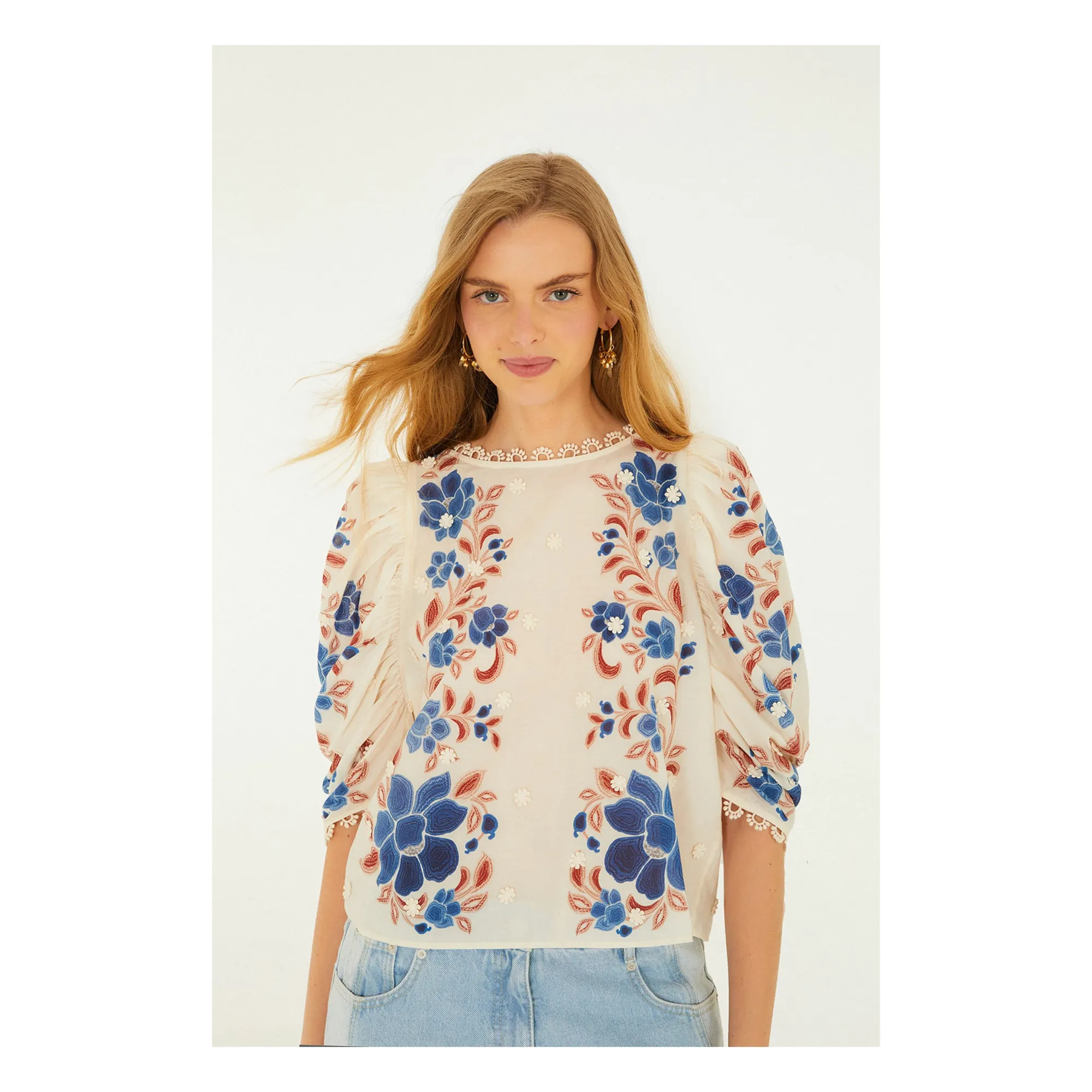 Farm Rio Sand Renata Floral Blouse