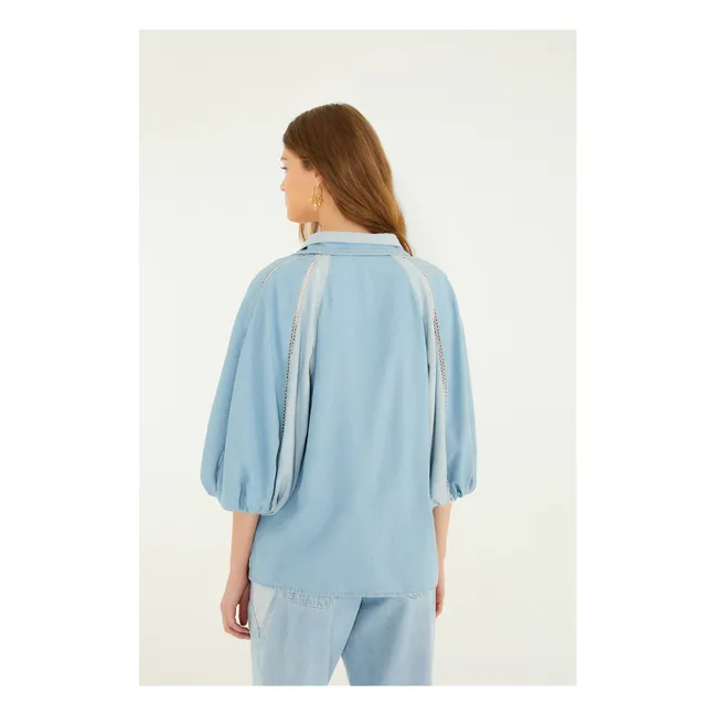 Blouse Bicolore Denim | Bleu