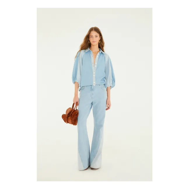 Blusa vaquera bicolor | Azul