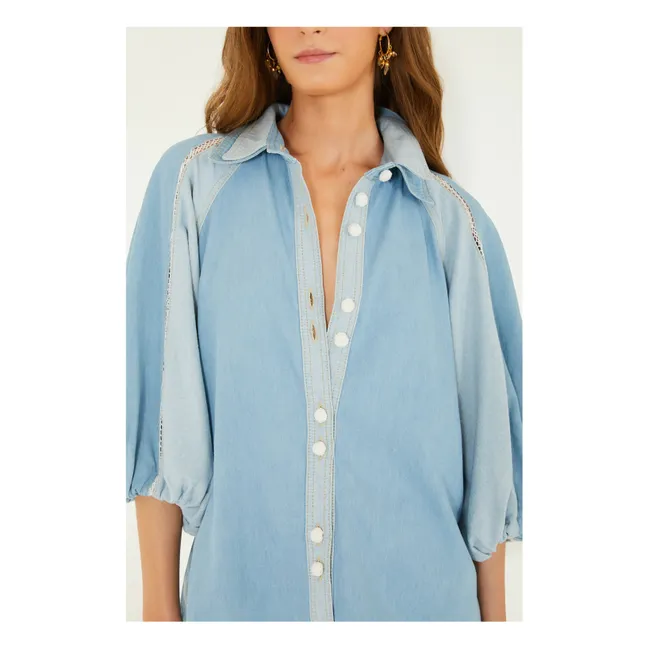 Camicetta in denim bicolore | Blu