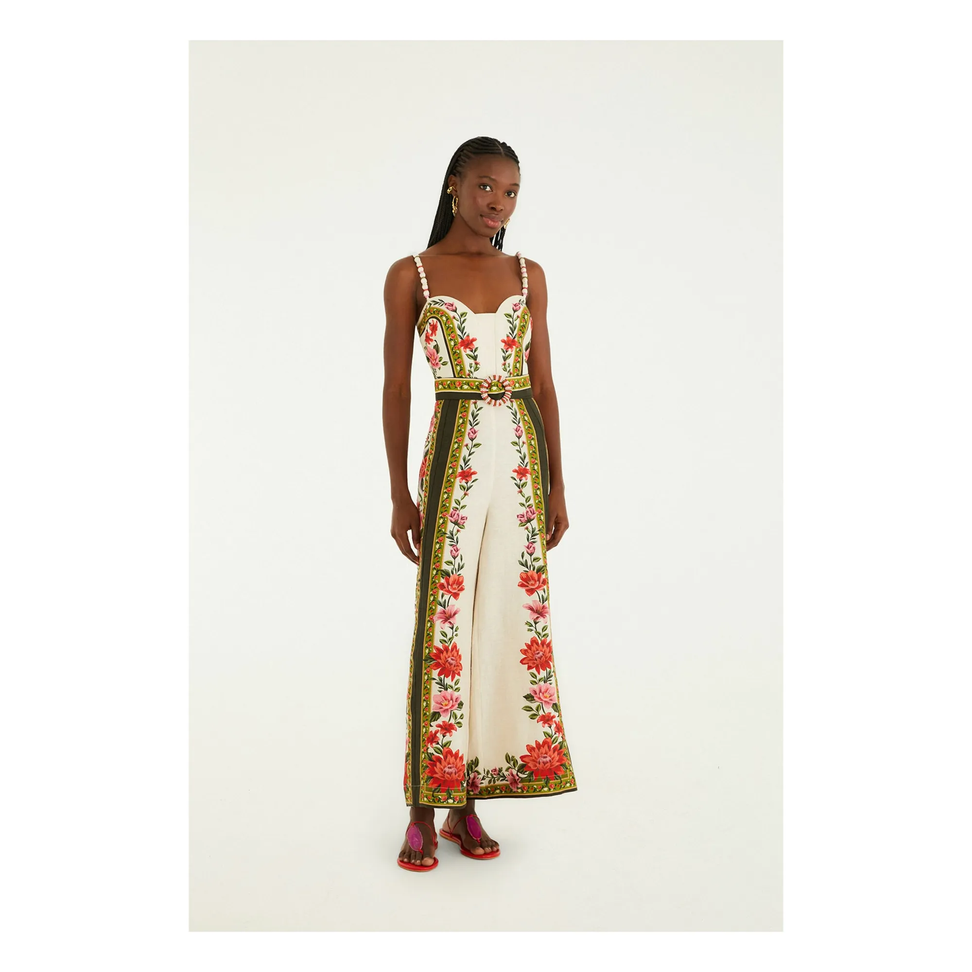 Farm Rio Ecru Wonder Rio Linen Jumpsuit