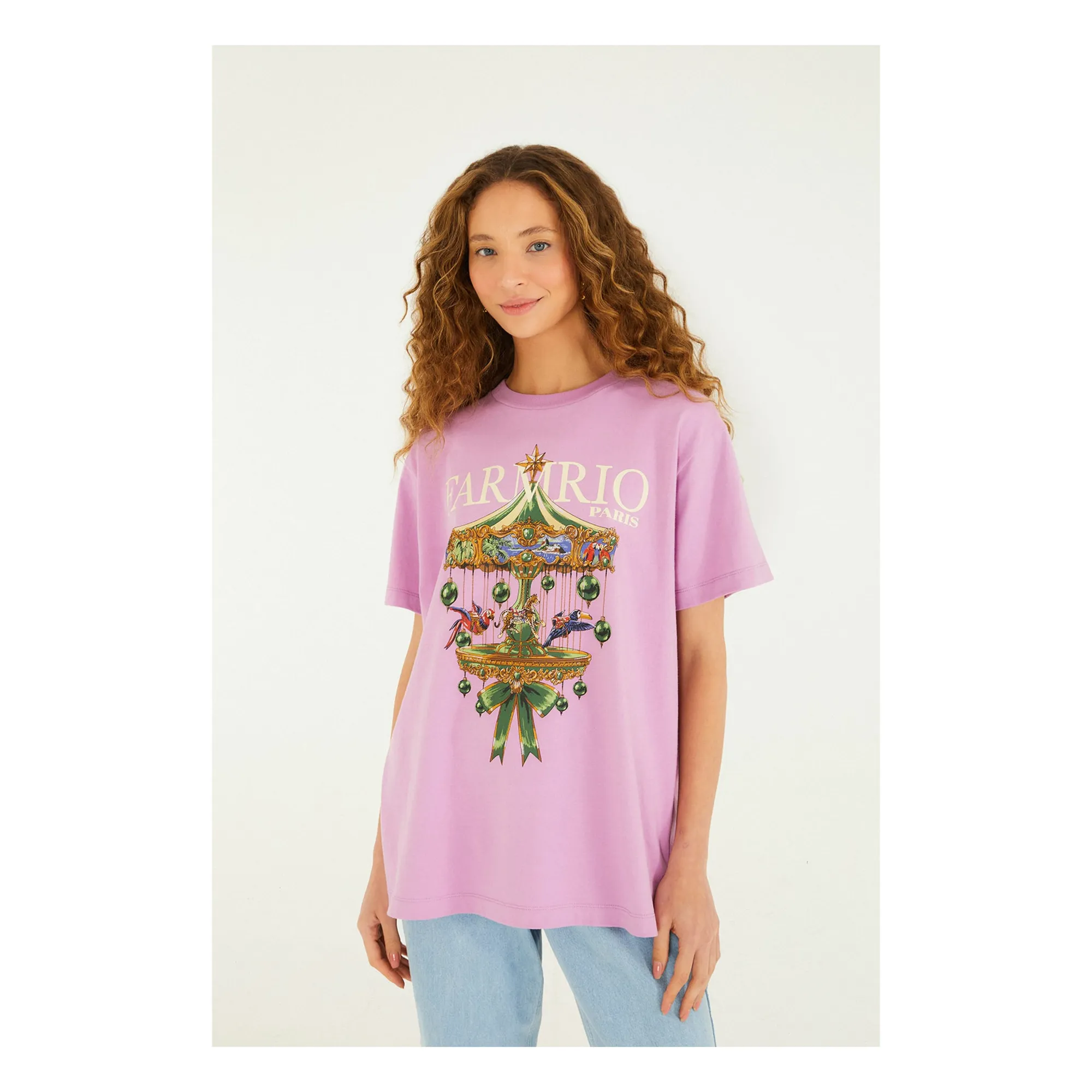 Farm Rio Lilac Paris Carousel T-Shirt