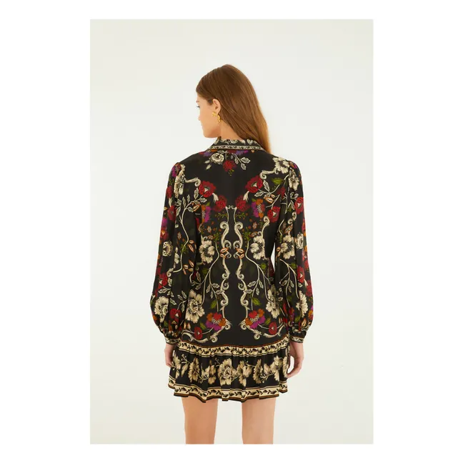 Kurzes Kleid Rococo Flowers | Schwarz