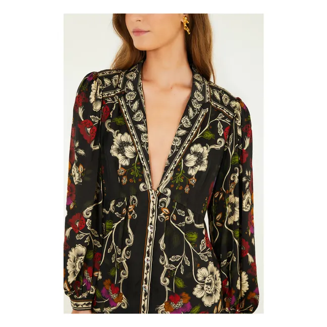 Robe Courte Rococo Flowers | Noir