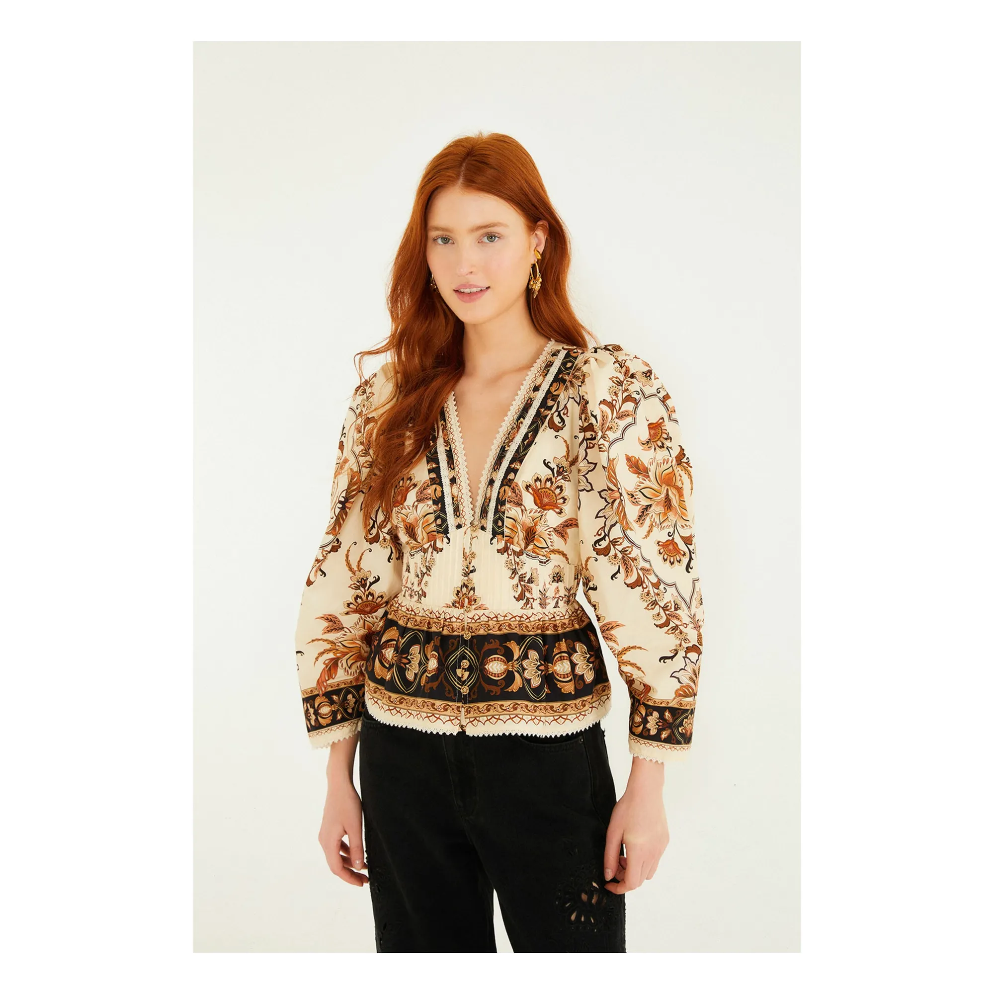 Farm Rio Sand Majestic Garden Blouse