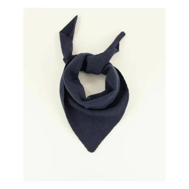 Echarpe Quadro Laine Mérinos | Bleu foncé