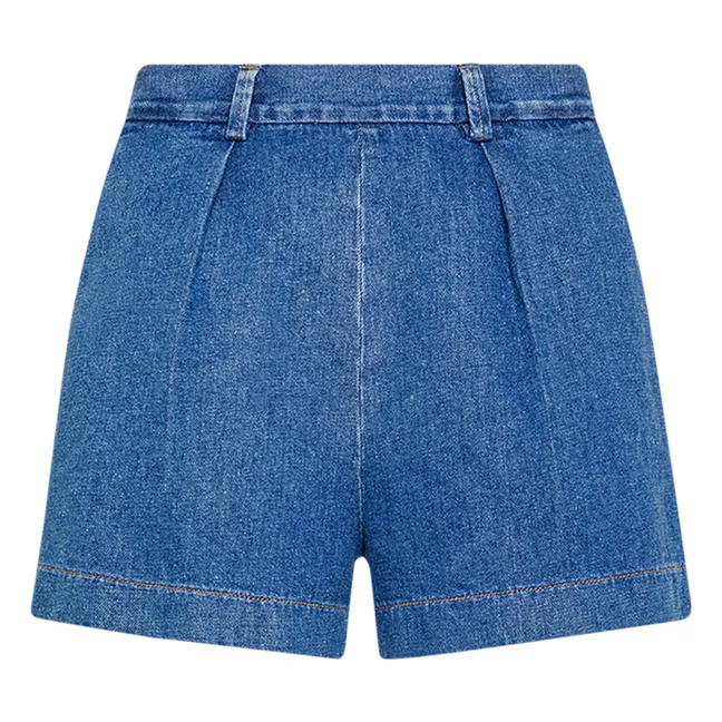 Cotton and linen shorts | Denim