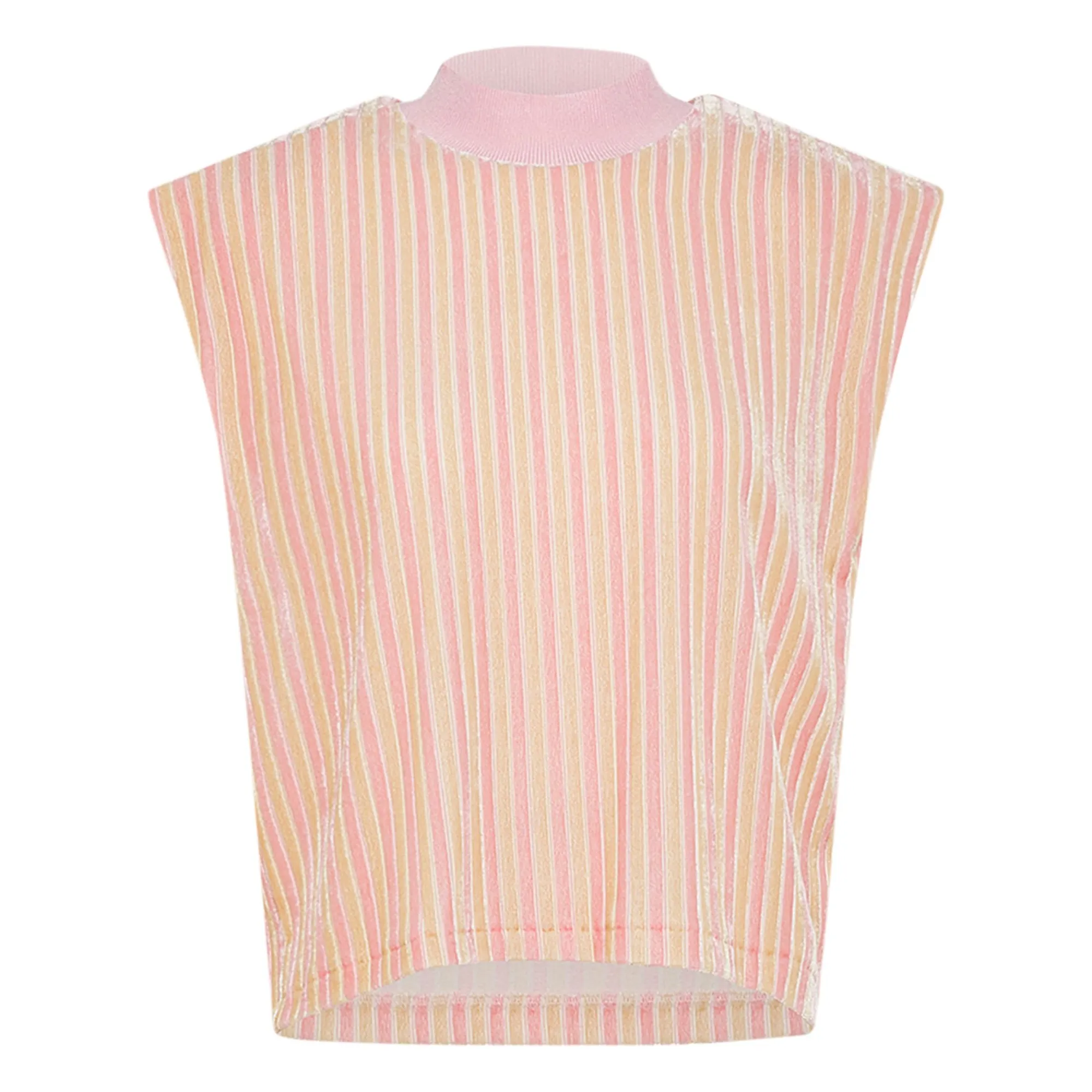 Forte Forte Peach Boxy Stripes Velvet T-Shirt