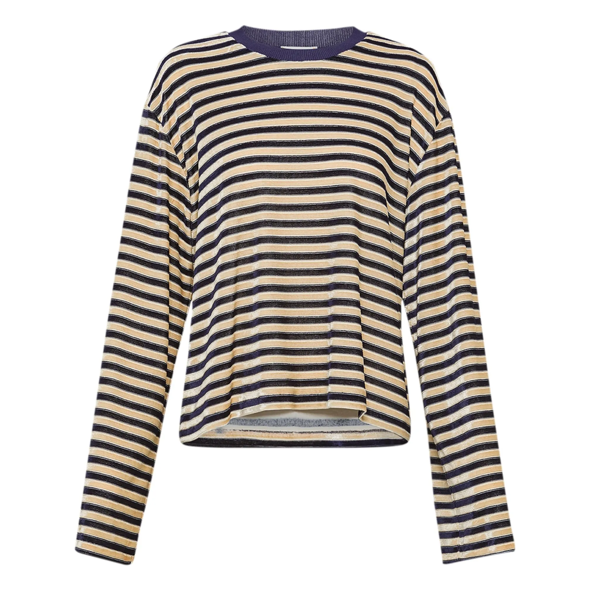 Forte Forte Midnight Blue Shine Stripes Velvet T-Shirt