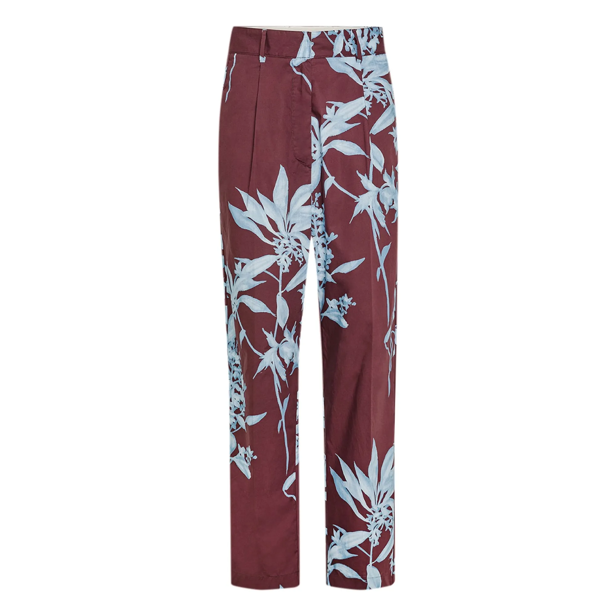 Forte Forte Chocolate Herbarium' High Waisted Trousers Cotton Poplin
