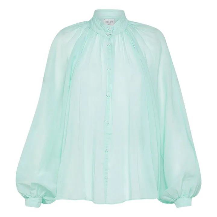  Blouse Bohémienne Voile de Coton et Soie | Aqua- Image produit n°0