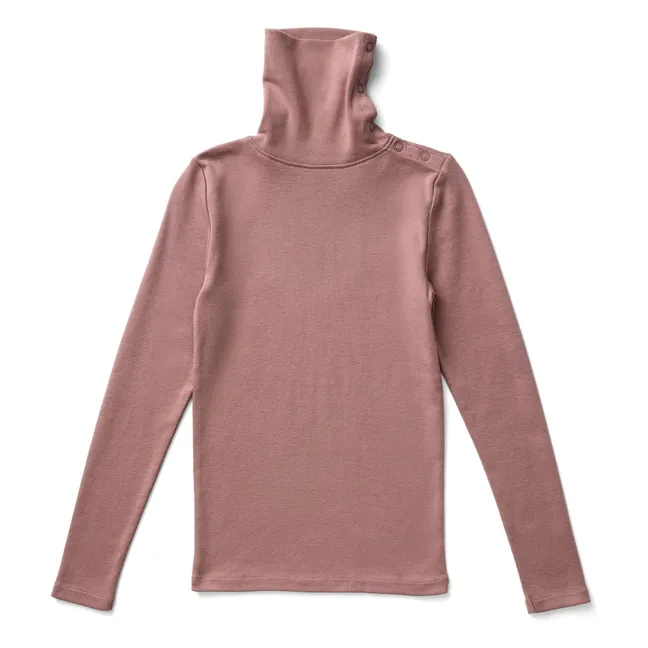 Col Roulé Snap Coton Bio | Bois de rose