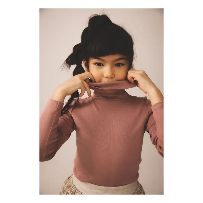 Col Roulé Snap Coton Bio | Bois de rose