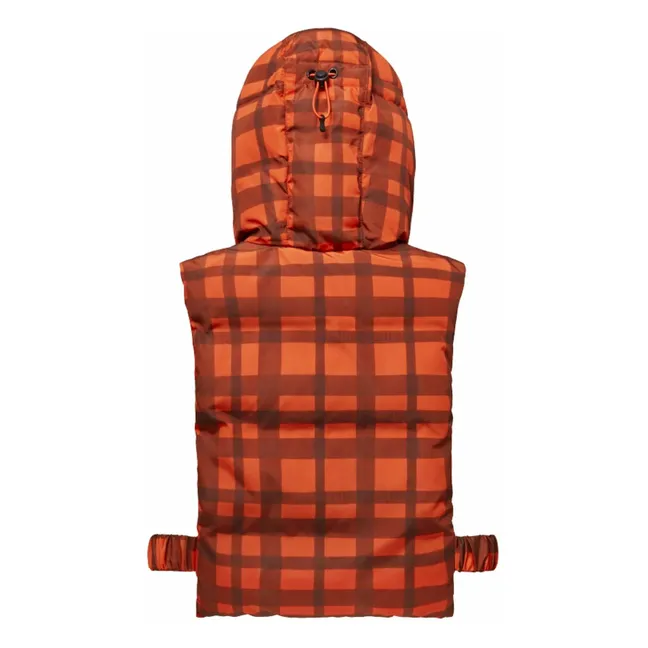 Exklusiv bei Fudoon X Smallable - Kapuze Reversible Daunenjacke Kariert | Orange