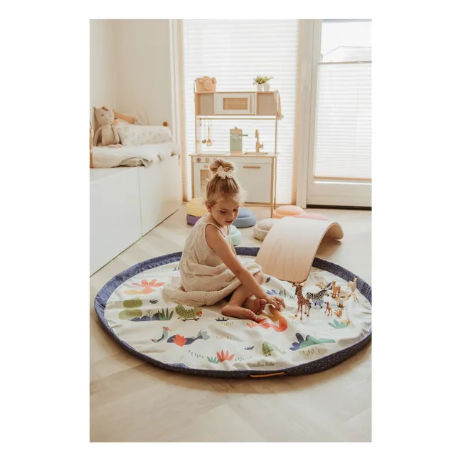 Tasche/Krabbeldecke Noomad Puce et Pilou - Play&amp;Go x Moulin Roty | Blau