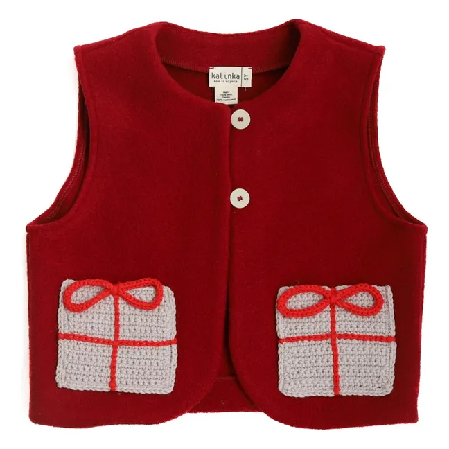 Chaleco de lana merina para regalo de Navidad | Rojo
