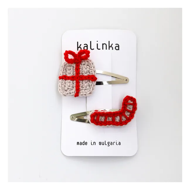 Lot 2 Barrettes Noël Laine Mérinos | Rouge