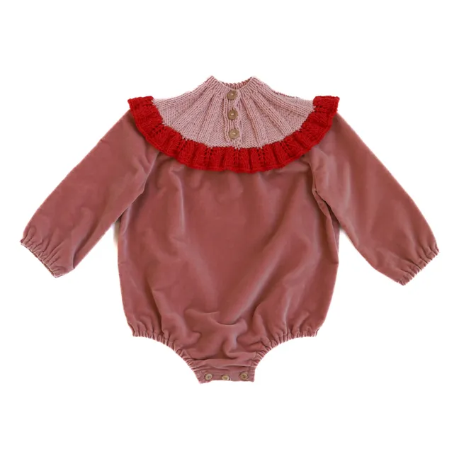 Barboteuse Sidra Velours Laine Mérinos | Rose