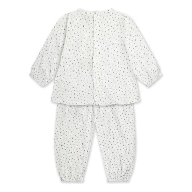 Pijama floral de gasa de algodón orgánico | Blanco