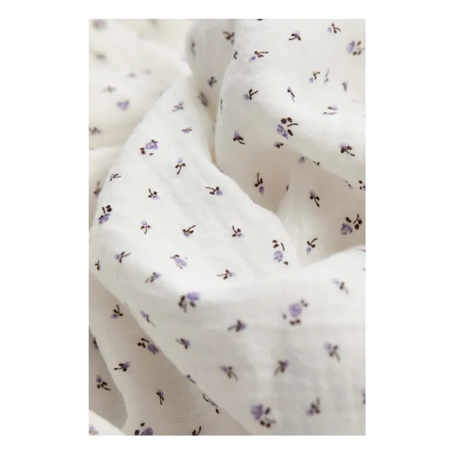 Pyjama Blümchen Gaze aus Bio-Baumwolle | Weiß