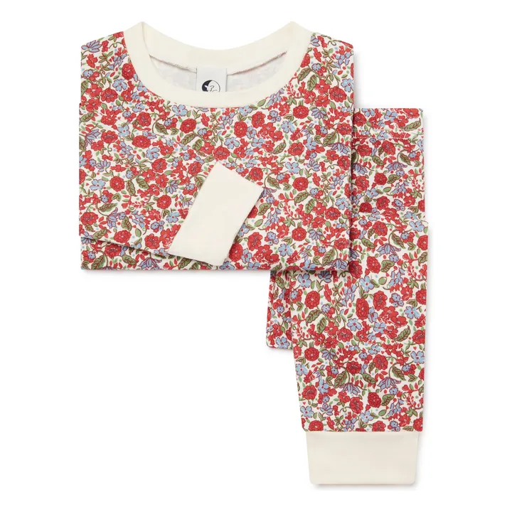 Pyjama Fleuri Coton Bio | Rouge- Image produit n°0