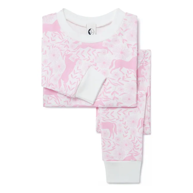 Pyjama Pferde Bio-Baumwolle | Rosa