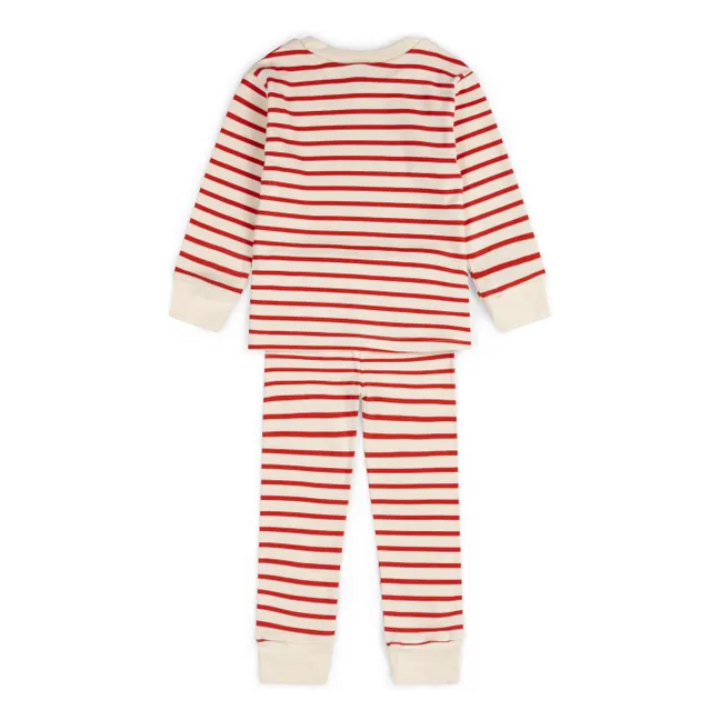 Pyjama Rayé Coton Bio | Rouge