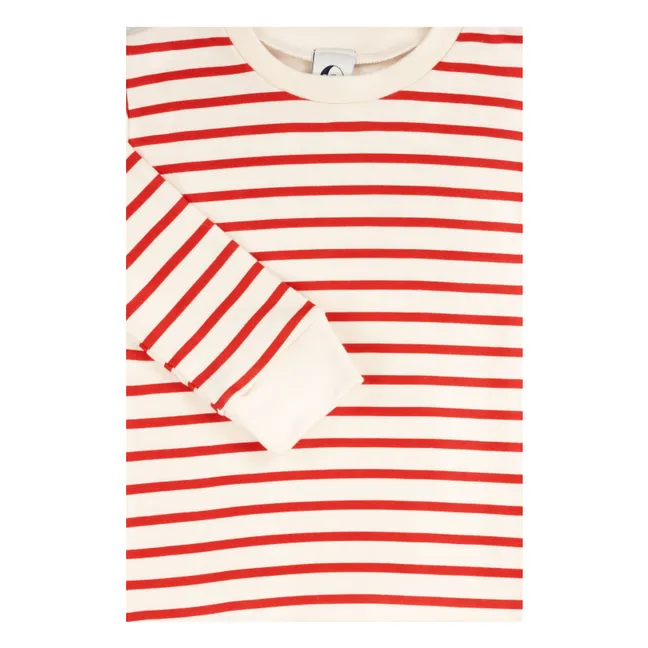 Pyjama Rayé Coton Bio | Rouge
