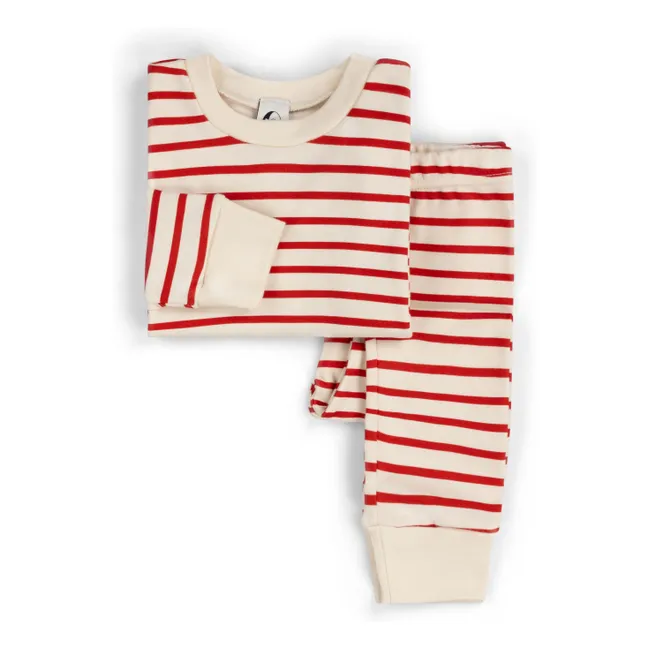 Pyjama Rayé Coton Bio | Rouge
