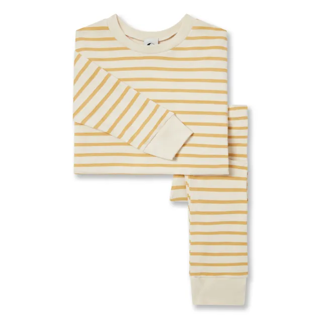 Pyjama Rayé Coton Bio | Jaune